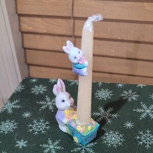 Adorable Bunny Candle Holder with Cream Candle